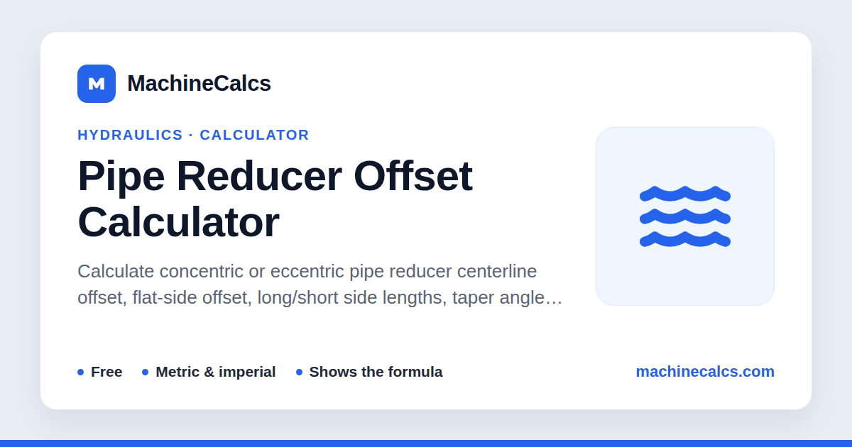 Pipe Reducer Offset Calculator - Eccentric Layout