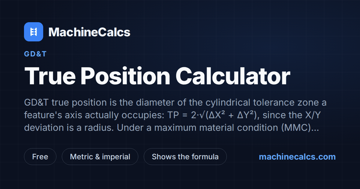 True Position Calculator — GD&T MMC Bonus | MachineCalcs